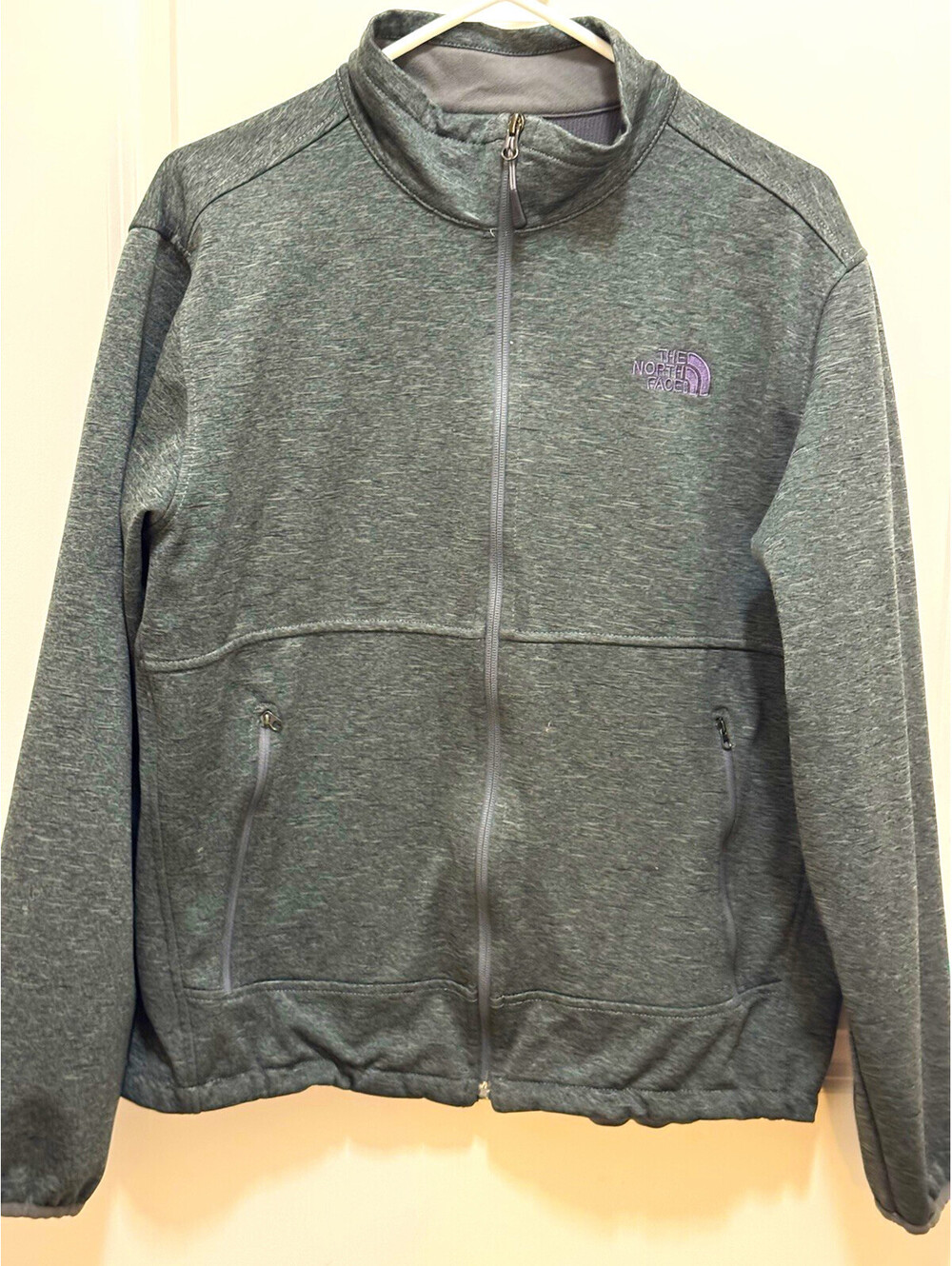 The North Face Men’s L Gray Heather Full Zip Jacket Lightweight Performance